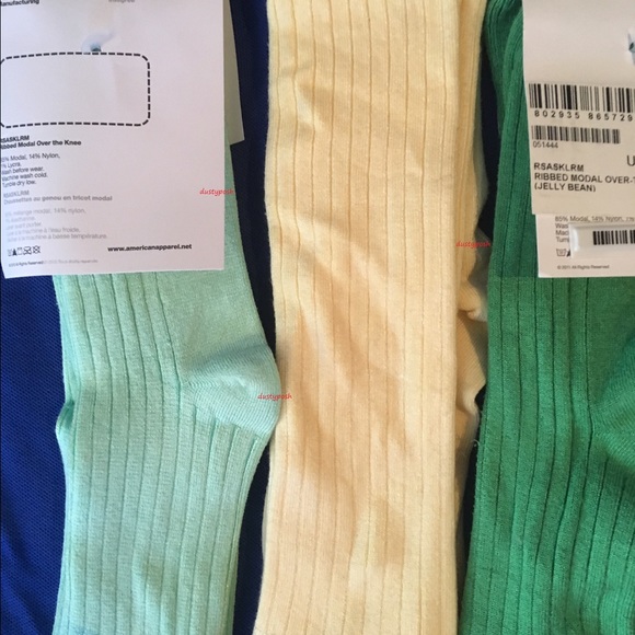 American Apparel Ribbed Over The Knee Socks 3 Pairs Long Colors Authentic New - Picture 3 of 3